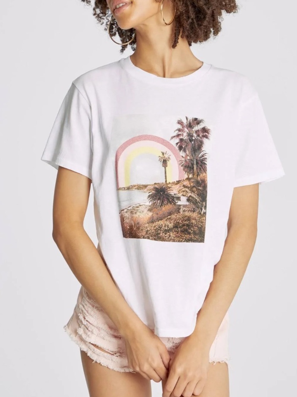 WILDFOX Rainbow Coast Keke Tee in Clean White